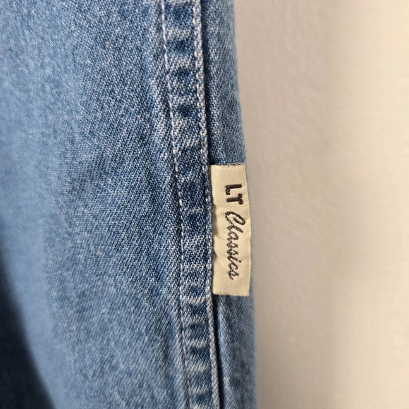 Vintage 90s Warner Bros Looney Tunes Men Embroidered Denim Vest Shirt XL Novelty - Picture 9 of 15